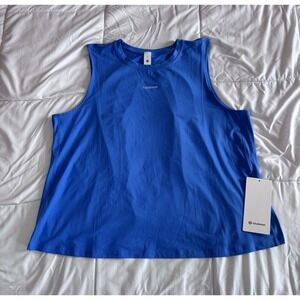 New Lululemon Pace Crush Cross-Back Graphic Tank Top Size Large Pool Blue Logo